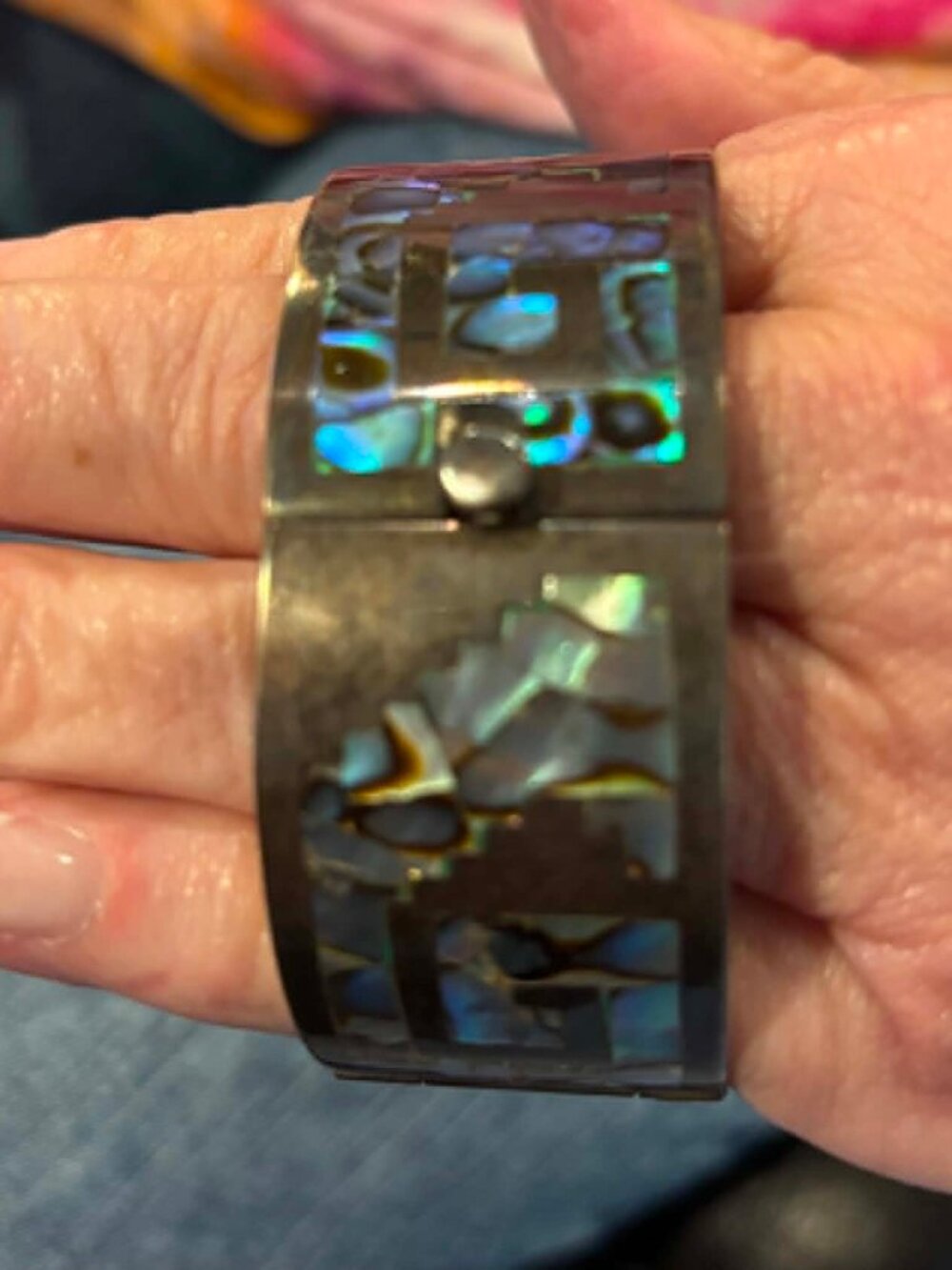 Vintage Taxco Abalone Shell Sterling Bracelet - Picture 5 of 6